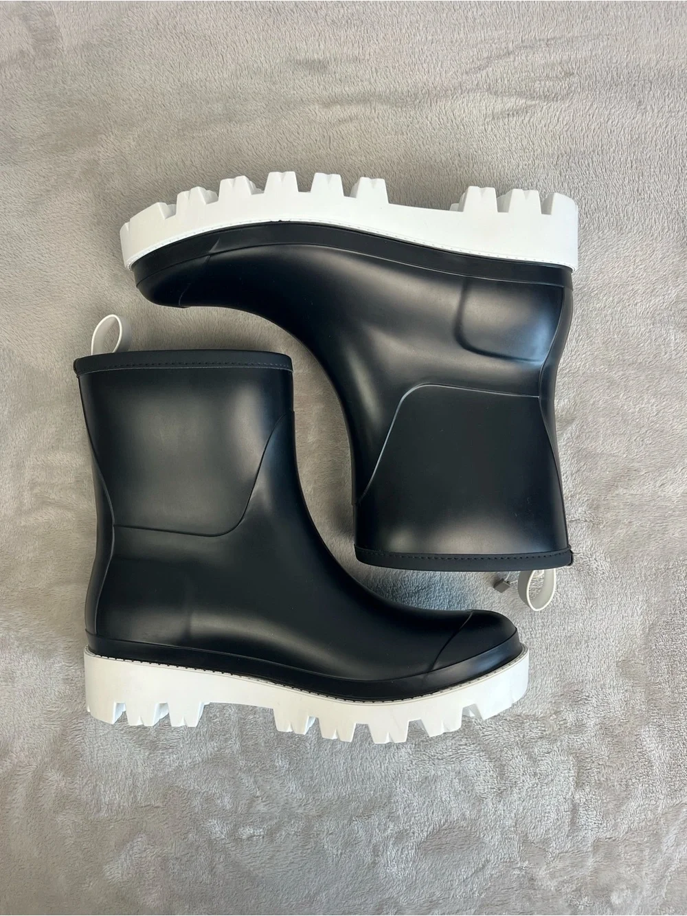 Gia Couture Black Lug Sole Rain Ankle Boots EU 40 Made in Italy NWOT